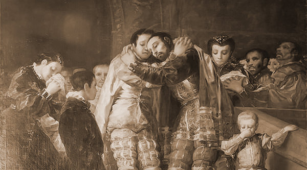 San F. de Borja despidiéndose de su familia (h.1788).