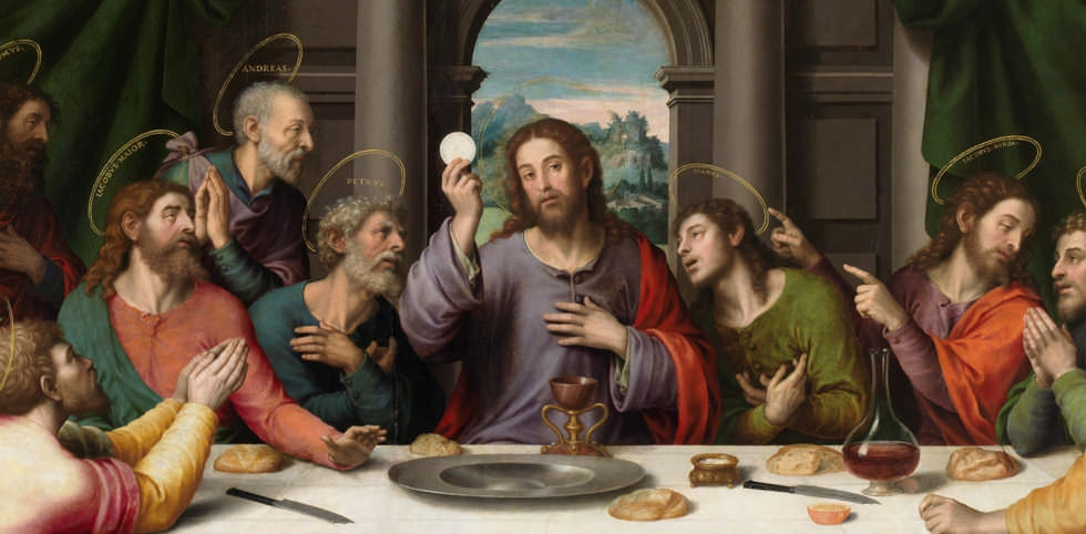 La última Cena óleo sobre tabla, Juan de Juanes, Siglo XVI.