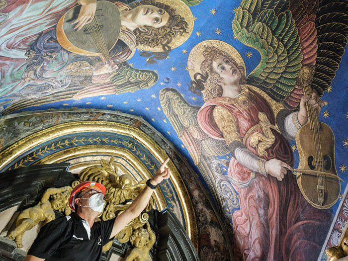 Los estudios sobre las afecciones de los ángeles músicos apuntan a las filtraciones de las fachadas del ábside como causa del deterioro