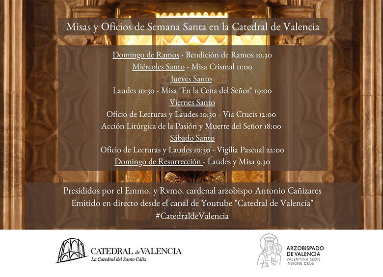 Horarios de Semana Santa en la Catedral de Valencia